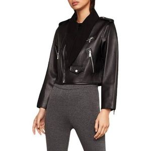 NWT BCBGMAXAZRIA Aubree Tie-Neck Leather Jacket
